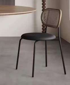 Alternative view of Woven Grace Dining Chair - Handwoven Rattan Seat with Wooden Frame in Natural Finish